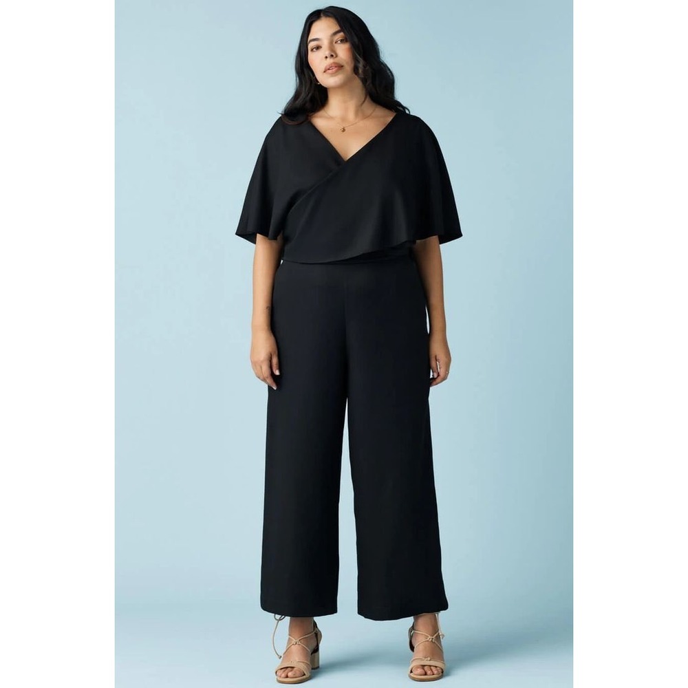 VETTA Capsule Tencel Jumpsuit Cape Set 14 Black Convertible Wide Leg Sustainable